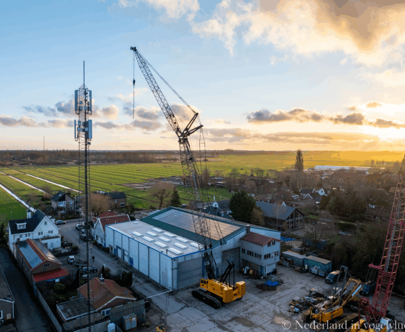 SANY SCE 1350A‑EV elektrische rupskraan in actie met 76 m boom